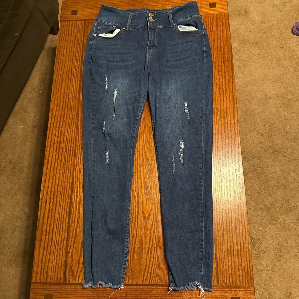 Classic Blue Distressed Skinny Jeans